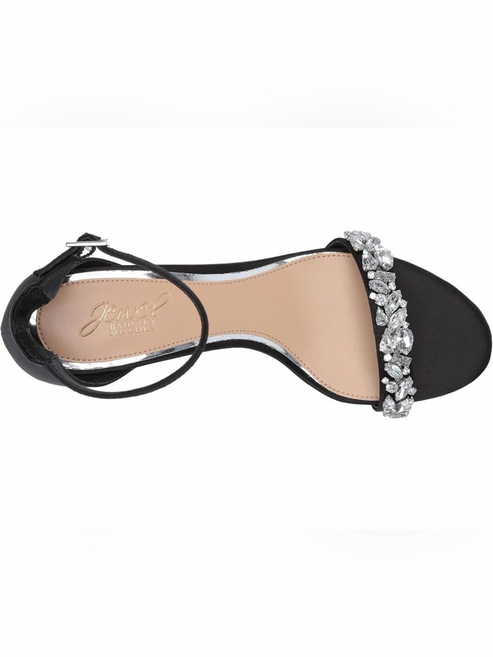 Badgley Mischka Black Crystal-Embellished Strappy Sandal